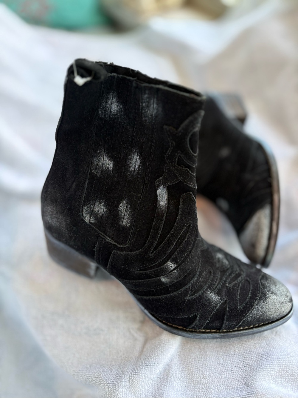 Black Suede Women's Ankle Boots - Size 8.5 Rebel Brand /BohoStyle never worn